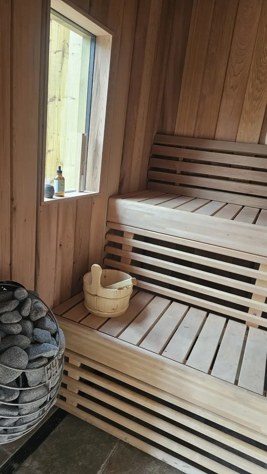 Sauna interior overhead view